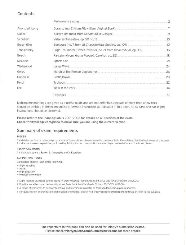 Trinity "Piano Exam Pieces Grade 6" book from 2021, designed for those preparing for piano exams.