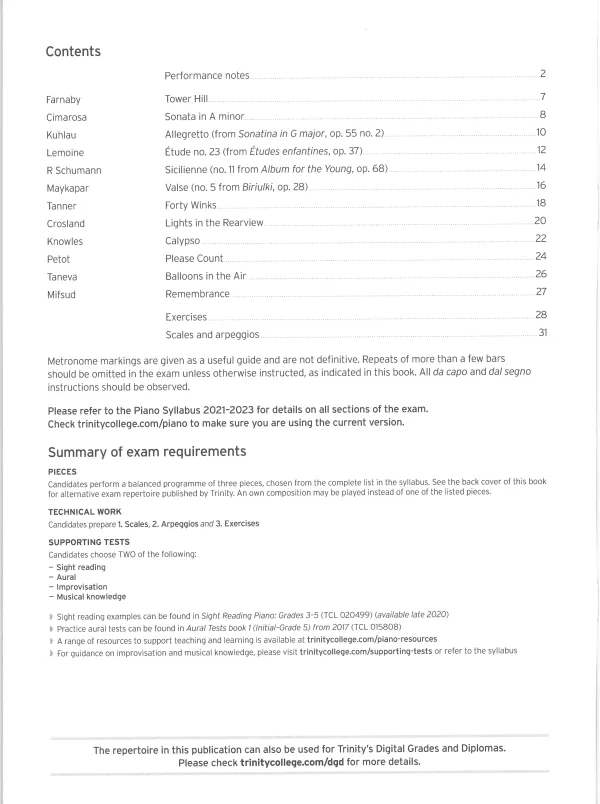 Trinity "Piano Exam Pieces Grade 4" book from 2021, Extended Edition, designed for those preparing for piano exams.