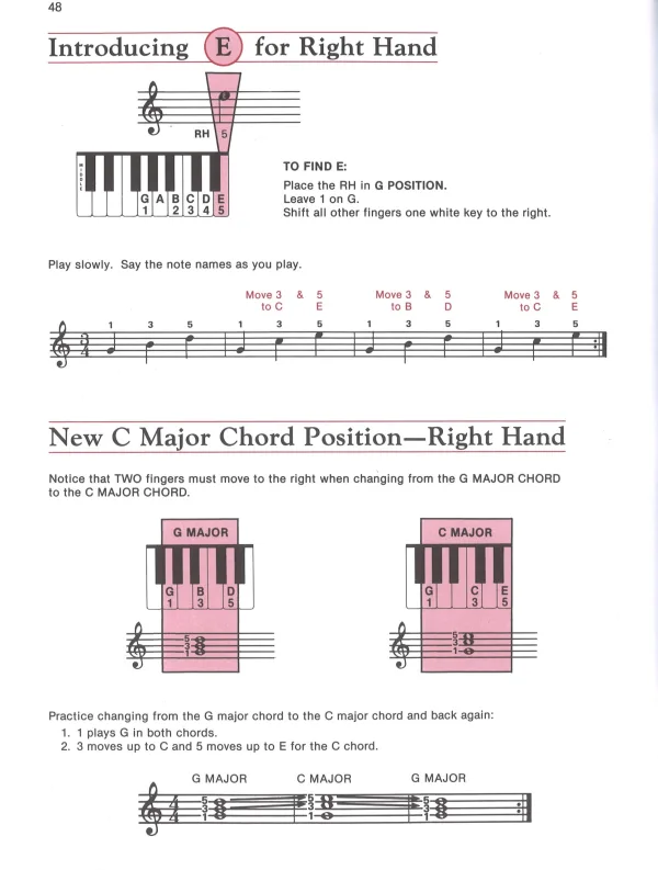 Chord Approach lesson book 1, offering a faster way to learn chords compared to Alfred's Basic Piano Library.