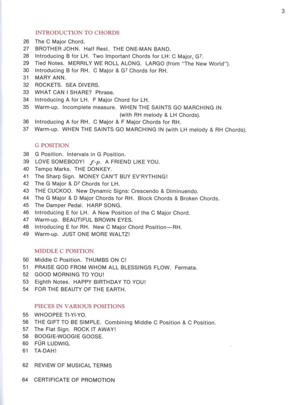 Chord Approach lesson book 1, offering a faster way to learn chords compared to Alfred's Basic Piano Library.