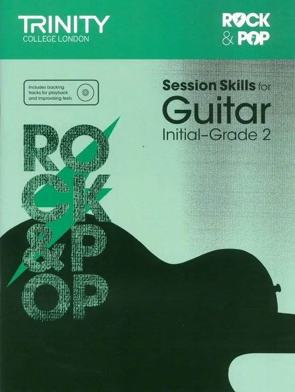 Cover of "Session Skills for Guitar Initial-Grade 2" book by Trinity College London.