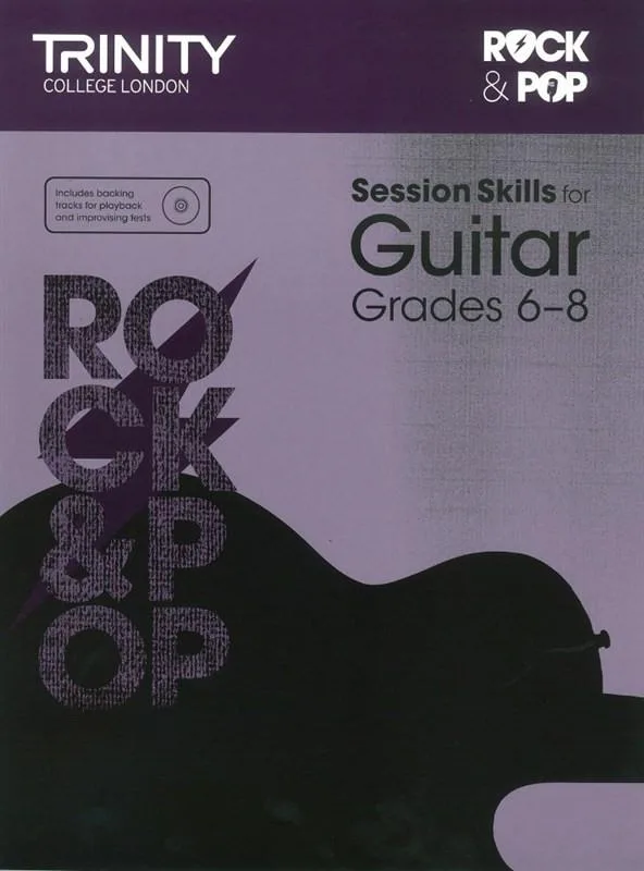 Cover of "Session Skills for Guitar Grades 6-8" book by Trinity College London.