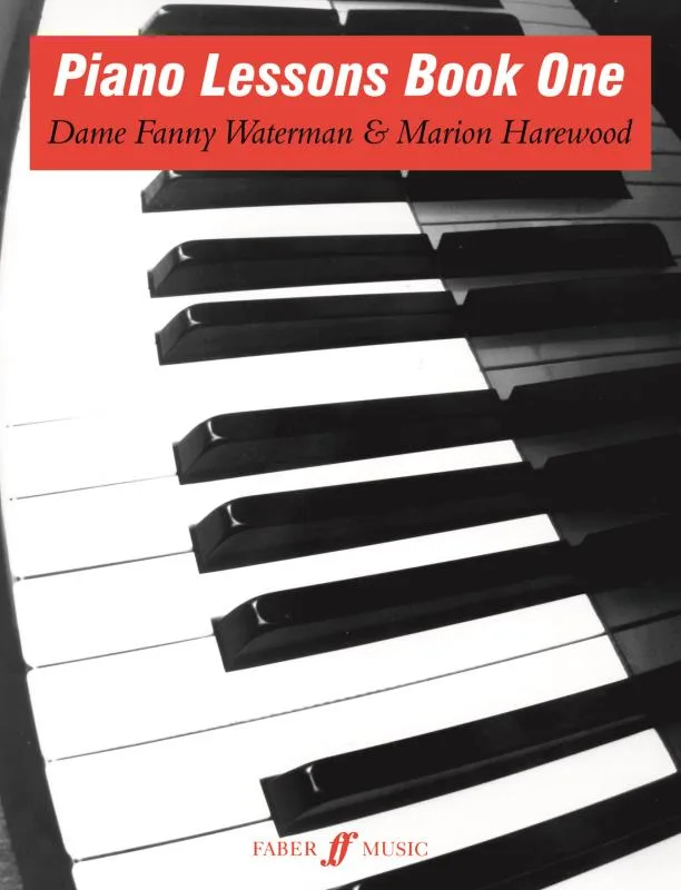 Cover of "Piano Lessons Book One" showing the keys of a piano.