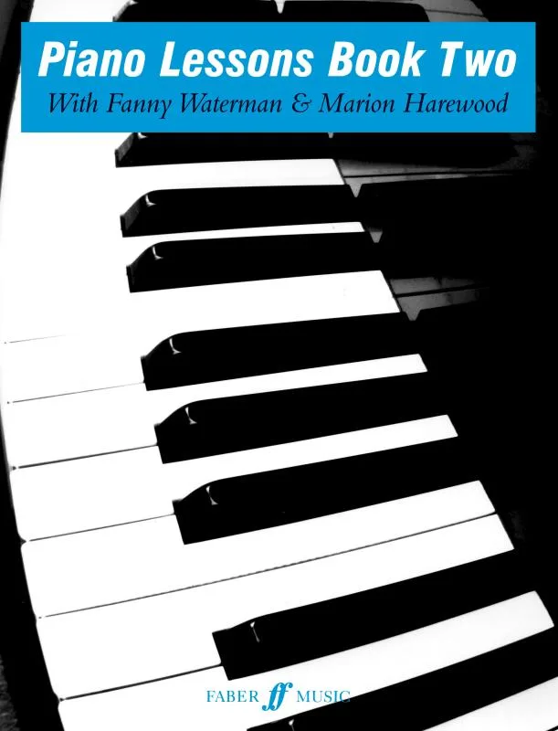 Cover of "Piano Lessons Book Two" showing the keys of a piano.