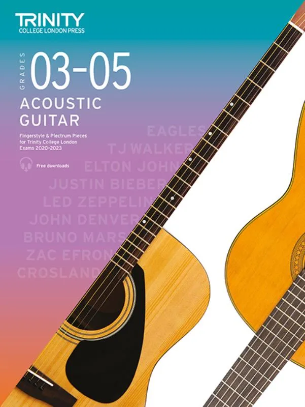 Cover of a music book for grades 3-5 acoustic guitar with a guitar image; features various artists.