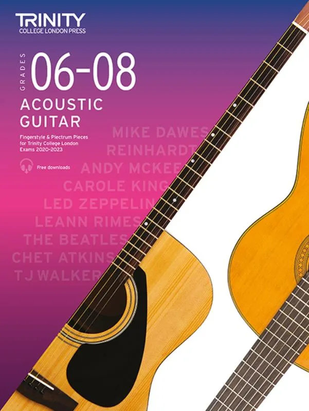 Cover of a music book for grades 6-8 acoustic guitar with a guitar image; features various artists.