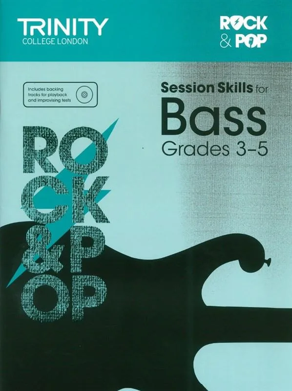 Cover of "Session Skills for Bass Grades 3-5" book by Trinity College London.