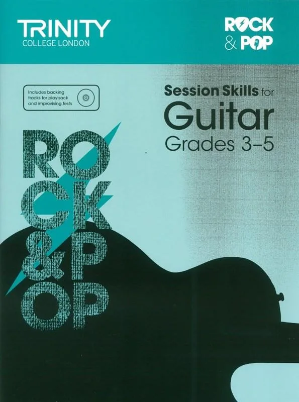 Cover of "Session Skills for Guitar Grades 3-5" book by Trinity College London.