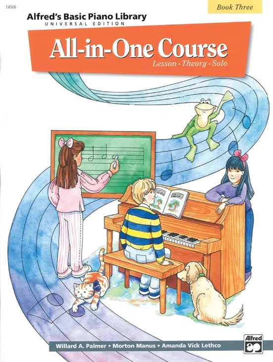 Alfred's All In One Piano Course book 3, for young students.