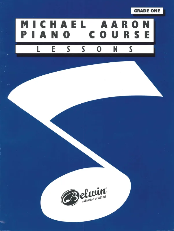 Michael Aaron's piano course book, showcasing lessons and techniques for beginner piano students.