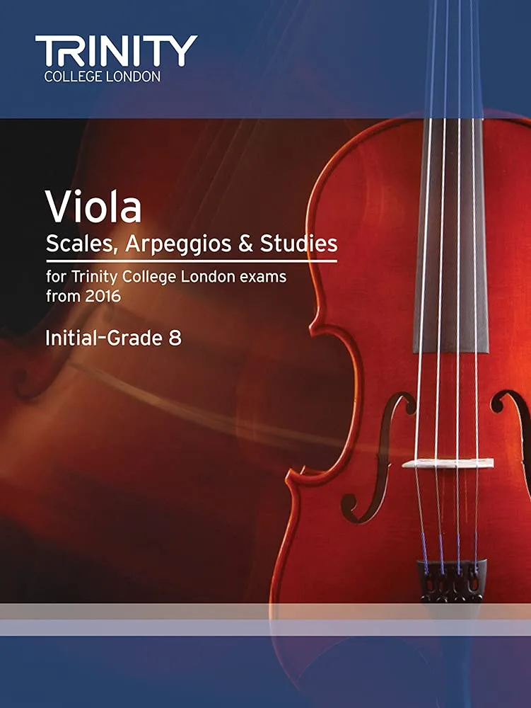 Cover of 'Viola Scales, Arpeggios & Studies' book for Trinity College London exams.