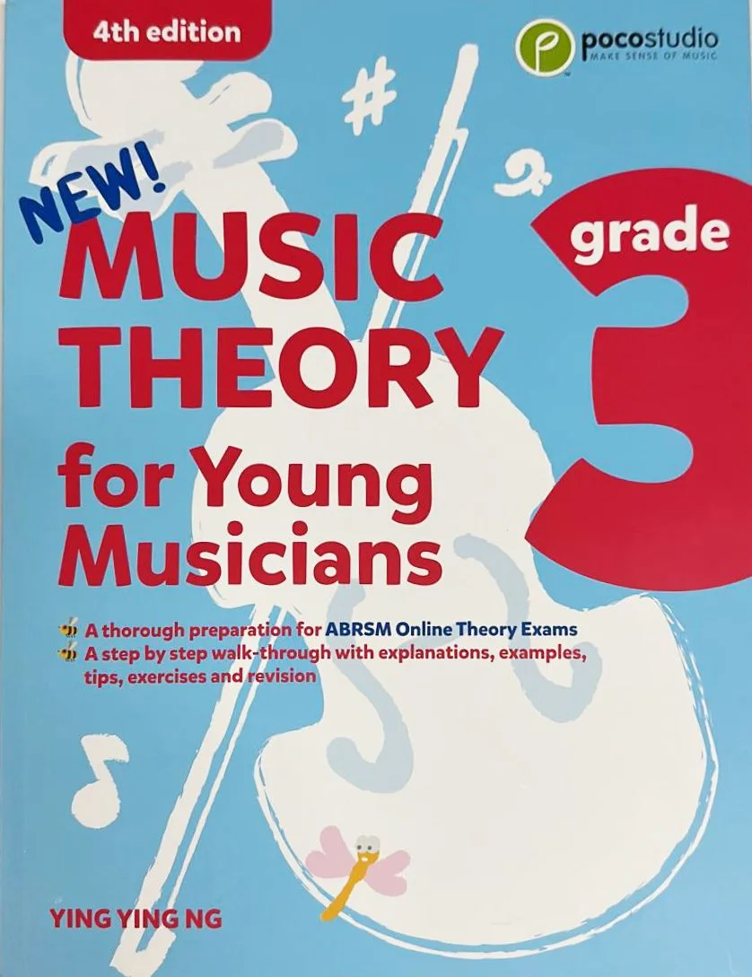 Cover of a "Music Theory for Young Musicians, Grade 3" textbook by Ying Ying Ng.