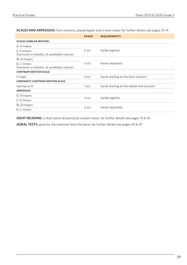 "Piano Exam Pieces Grade 3" book cover, displaying a refined design with tailored for those preparing for piano exams.