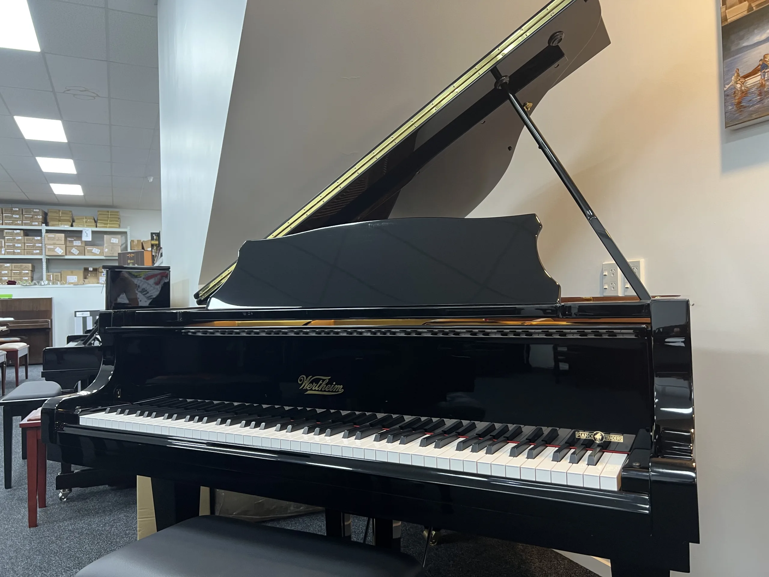 Wertheim GS150 Player Grand Piano, 150cm, Polished Ebony