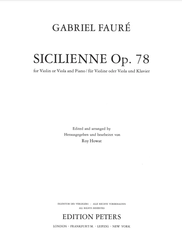 Peters Faure Sicilienne Op.78 for Violin/Viola - Image 2