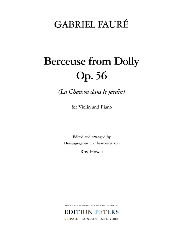 Peters Faure Berceuse from Dolly Op.56 for Violin - Image 4