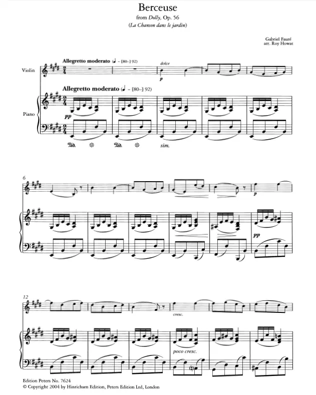 Peters Faure Berceuse from Dolly Op.56 for Violin - Image 3