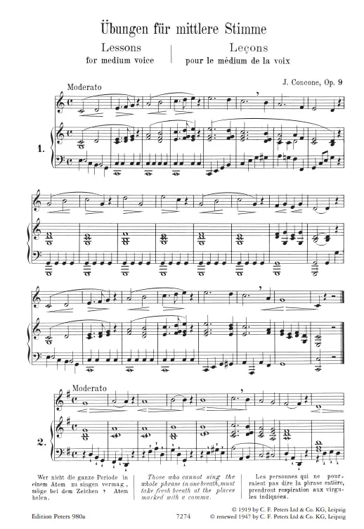 Peters Concone 50 Lessons Op.9 (Medium Voice) - Image 2
