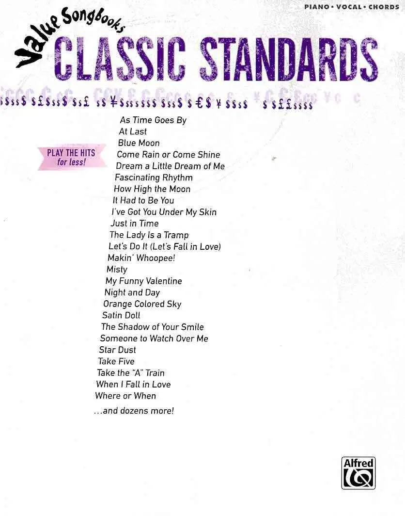 Value Songbooks Classic Standards PVG