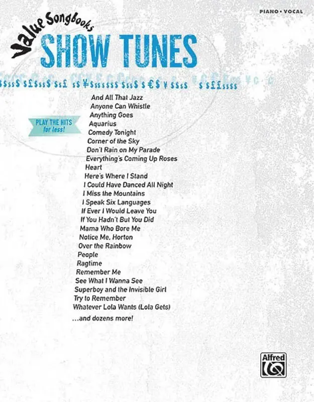 Value Songbooks Show Tunes PVG