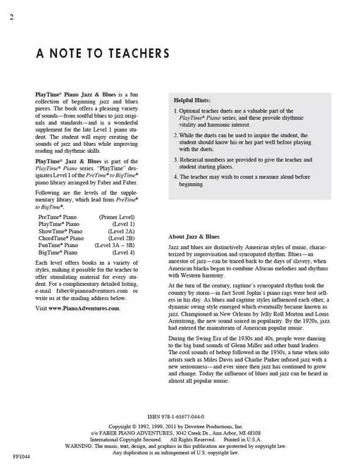 Faber PlayTime Piano Jazz & Blues Level 1 - Image 2