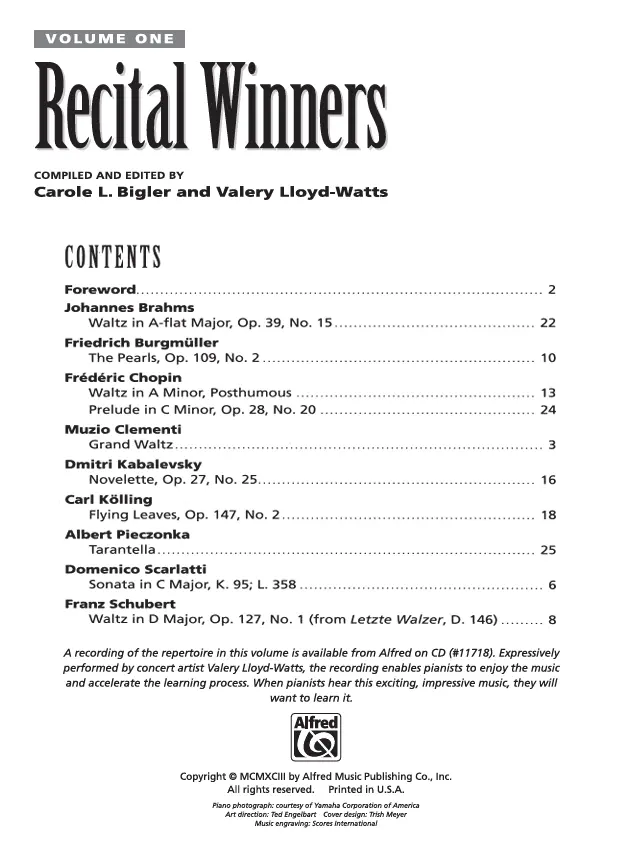 Alfred Recital Winners for Piano Volume 1 - Image 3