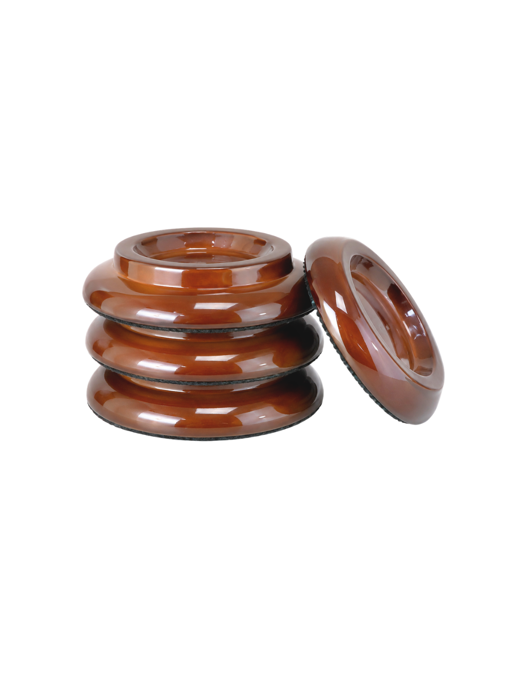 PT Classic Piano Castor Cups Set of 4 - Polished Walnut